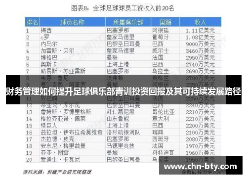 财务管理如何提升足球俱乐部青训投资回报及其可持续发展路径
